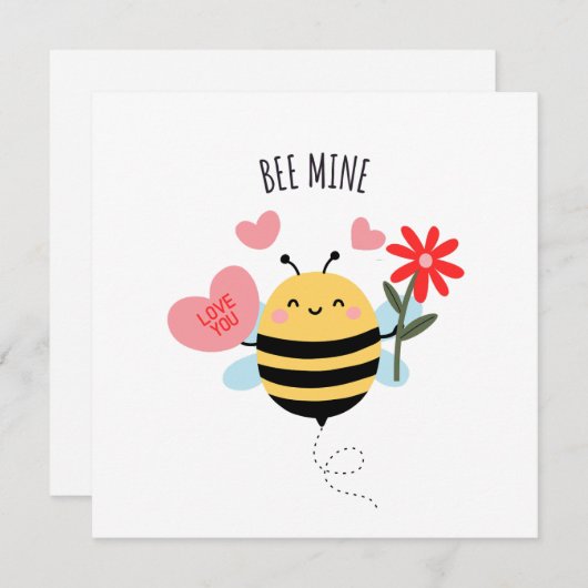 Bee Mine Valentine Flat Card シーズンカード (正面/裏面)