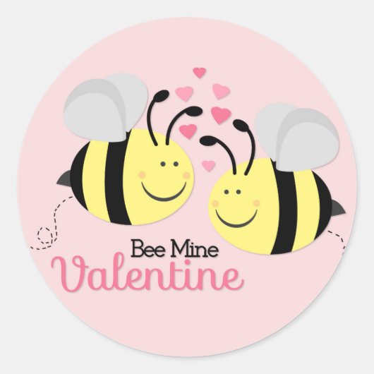 Bee Mine Valentine's Dayスタンプ ラウンドシール (正面)