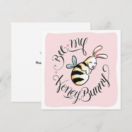 Bee My Honey Bunny Valentine card 案内状 (正面/裏面)