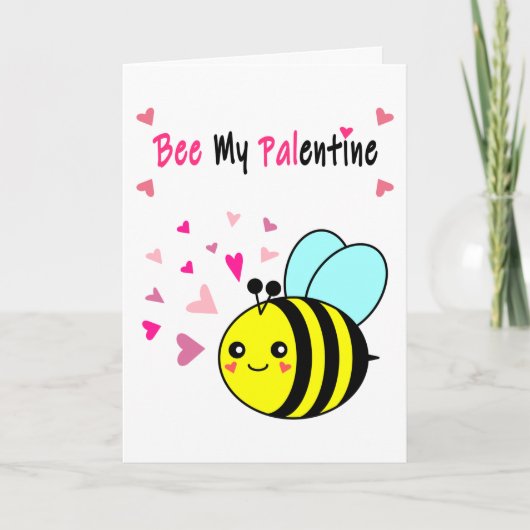 Bee My Palentine Cute Valentine's Day シーズンカード (正面)