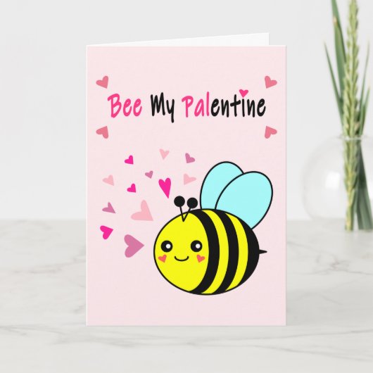 Bee My Palentine Cute Valentine's Day シーズンカード (正面)