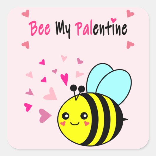 Bee My Palentine Cute Valentine's Day スクエアシール (正面)