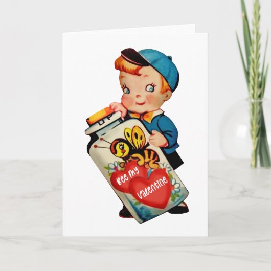 Bee My Valentine折り畳みグリーティングカード カード (正面)