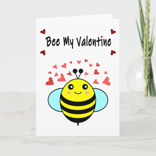 Bee My Valentine – かわいいBee Valentine's Day シーズンカード (正面)