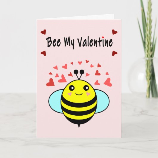 Bee My Valentine – かわいいBee Valentine's Day シーズンカード (正面)