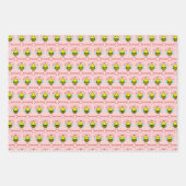 Bee My Valentine – かわいいBee Valentine's Day ラッピングペーパーシート (正面)