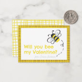 Bee My Valentine 図解入りの、写真付きの Classroom Valentine ノートカード (正面/裏面インサイチュ)