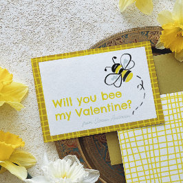 Bee My Valentine 図解入りの、写真付きの Classroom Valentine ノートカード