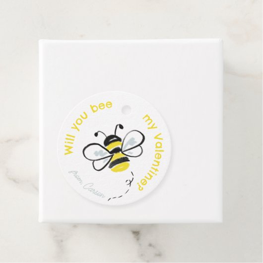 Bee My Valentine 図解入りの、写真付きの Classroom Valentine フェイバータグ (インサイチュ)