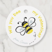 Bee My Valentine 図解入りの、写真付きの Classroom Valentine フェイバータグ (正面)