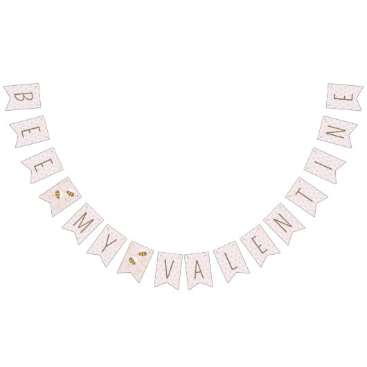 Bee My Valentine Buntingバナーフラグ – ピンク バンティングフラッグ