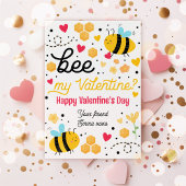 Bee My Valentine Cute Bee Valentine Classroomカード 招待状