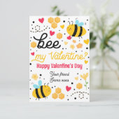 Bee My Valentine Cute Bee Valentine Classroomカード 招待状 (スタンド正面)