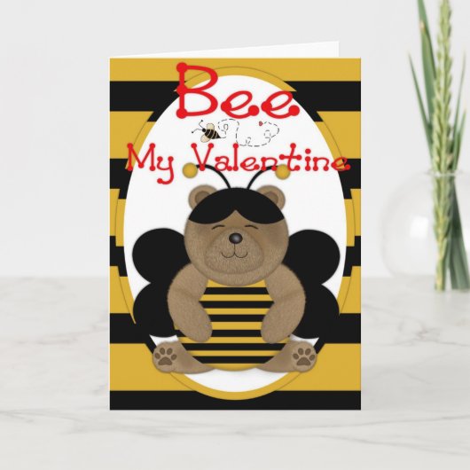 Bee My Valentine Honey Bearグリーティングカードd1 シーズンカード (正面)