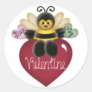 Bee My Valentine Honey Beeステッカー ラウンドシール
