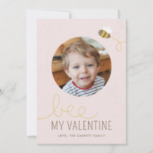 Bee My Valentine Kid's Holidayフォトカード – ピンク シーズンカード
