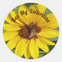 Bee My Valentine Photo of Bee on Sunflour ラウンドシール