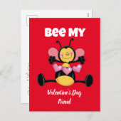 Bee My Valentine's Day Friendはがき シーズンポストカード (正面/裏面)