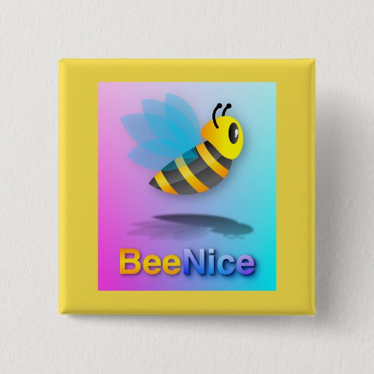 Bee Nice – 四角ボタン 缶バッジ (正面)