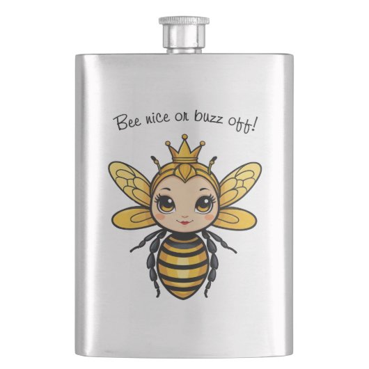Bee Nice Or Buzz Off - 女王蜂 フラスク (正面)