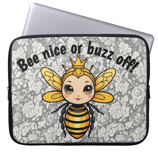 Bee Nice Or Buzz Off - 女王蜂 ラップトップスリーブ (正面)