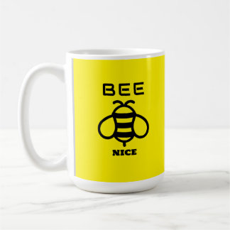 Bee Nice with Yellow Background Design コーヒーマグカップ
