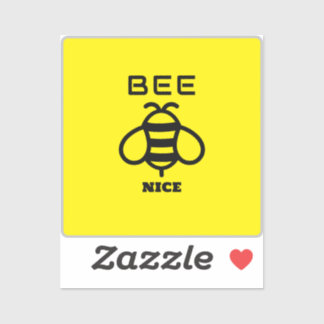 Bee Nice with Yellow Background Design シール