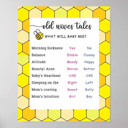 Bee Old Wids Talesジェンダーのリビールボード ポスター (正面)