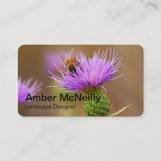 Bee On 忙し Purple Thistle Horizontal Format 名刺 (正面)