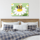 Bee on a white daisy canvas print キャンバスプリント (インサイチュ (寝室))