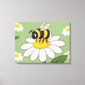 Bee on a white daisy canvas print キャンバスプリント (正面)