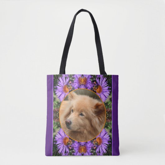 Bee On Aster Flower Frame自分の写真を作成 トートバッグ (正面)