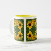 Bee On Black Eed Susan Flowerあなたの写真を追加 ツートーンマグカップ (正面左)