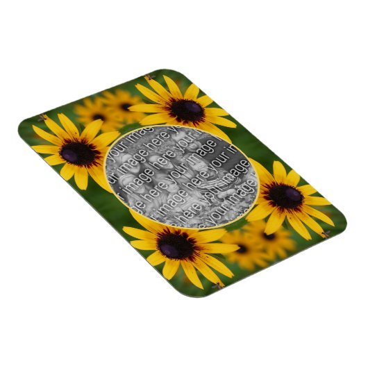 Bee On Black Eed Susan Flowerあなたの写真を追加 マグネット (右側)