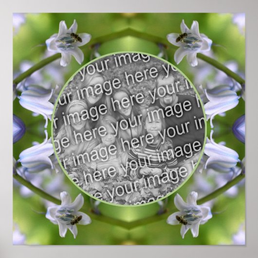 Bee On Bluebell Flower Frame自分の写真を作成 ポスター (正面)