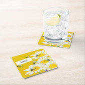 Bee on Flower Coaster – 黄色の背景 スクエアペーパーコースター (インサイチュ)