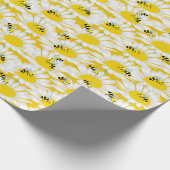 Bee on Flower Wrapping紙 – 黄色の背景 ラッピングペーパー (角)