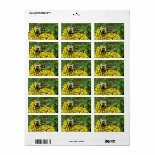 Bee on Goldenrod, Solidago ラベル (フルシート)