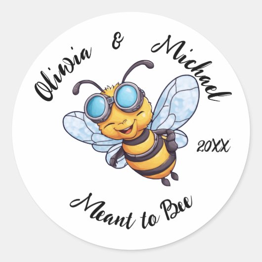 Bee on Honey Jars ラウンドシール (正面)