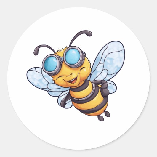 Bee on Honey Jars ラウンドシール (正面)