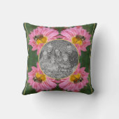 Bee On Pinkデイジー花枠あなたの写真を追加 クッション (裏面)