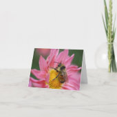 Bee On Pink Daisy Flower Photography Note カード (正面)