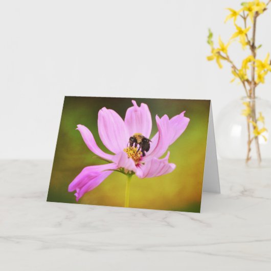 Bee On Pink Flower Noteカード カード (黄色い花)