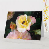 Bee on Pink Yellow Roses花 カード (黄色い花)