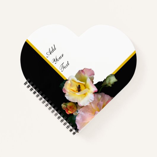 Bee on Pink Yellow Roses花 ノートブック (正面)