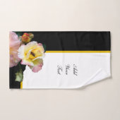 Bee on Pink Yellow Roses花 バスタオルセット (ハンドタオル)