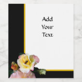 Bee on Pink Yellow Roses花 ワインラベル (シングルラベル)