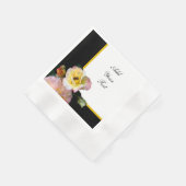 Bee on Pink Yellow Roses花 縁ありカクテルナプキン (角)