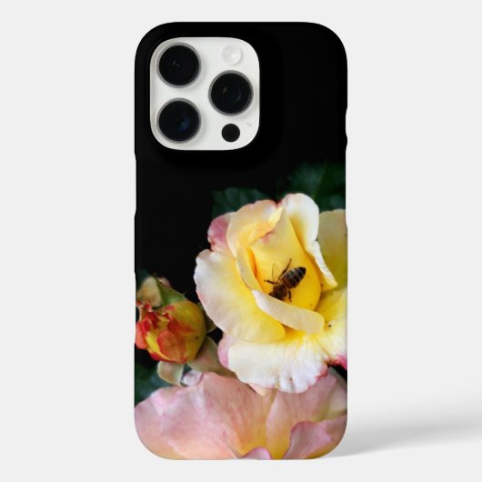 Bee on Pink Yellow Roses花 Case-Mate iPhoneケース (裏面)
