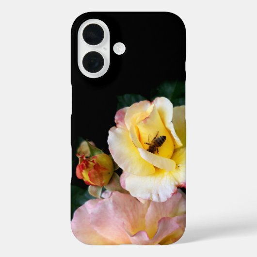 Bee on Pink Yellow Roses花 Case-Mate iPhoneケース (裏面)